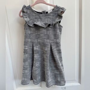 Janie and Jack Black and White Formal Sleeveless Dress with Ruffled Crew Neck